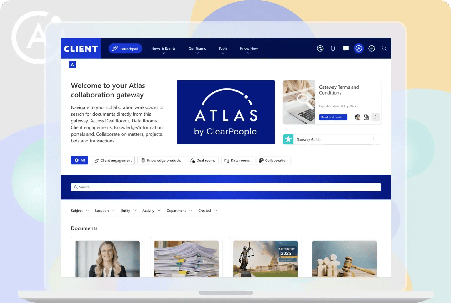 Atlas 6 Extranet landing page