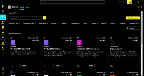 Screenshot of Atlas ConneX in dark mode